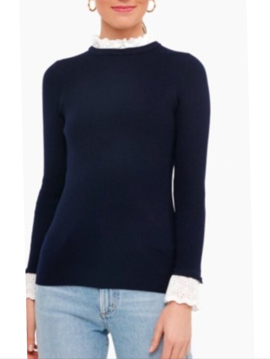 Tuckernuck Sweaters - Tuckernuck Rosemary Eyelet Trim Sweater
